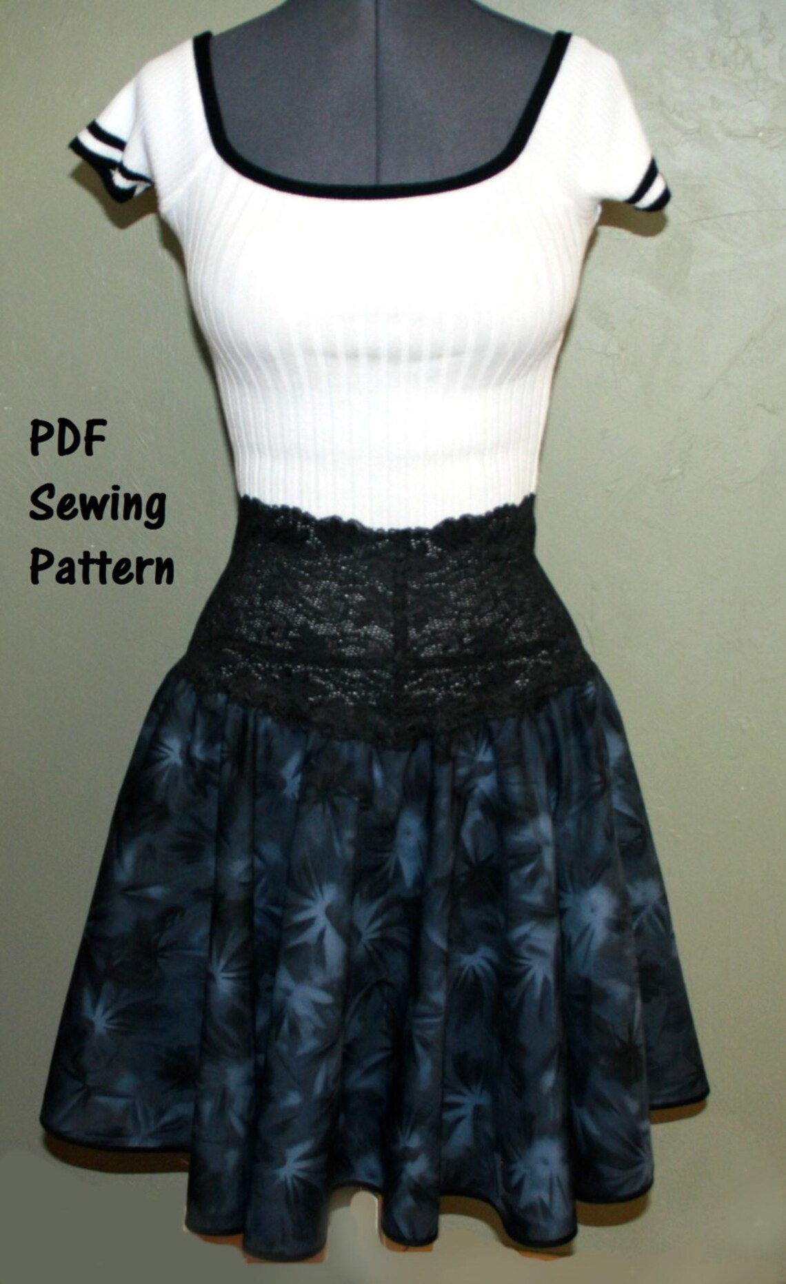 Printable Sewing Pattern Women's Full Circle Skirt &amp; PDF Sewing Pattern ...