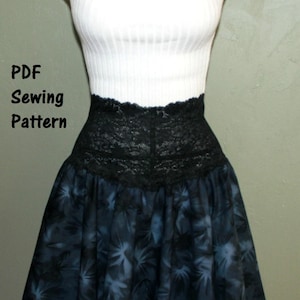 Printable Sewing Pattern Women&#39;s Circle Skirt High Waist Skirt PDF Sewing Tutorial Instant Download