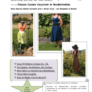 Printable Sewing Pattern Womens Bias Half Circle Skirt & PDF Tutorial Instant Download