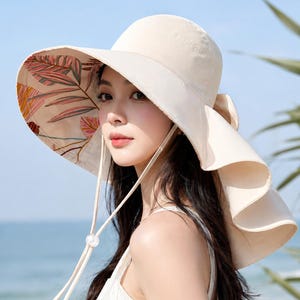 Sombrero de verano transpirable para mujer con elegante lazo, ideal para la playa, la piscina, las vacaciones y acampar.