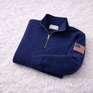 J.E.E. Embroidered Epstein Sweatshirt, American flag embroidery on the sleeves, zip-up stand-up collar, unisex oversized streetwear