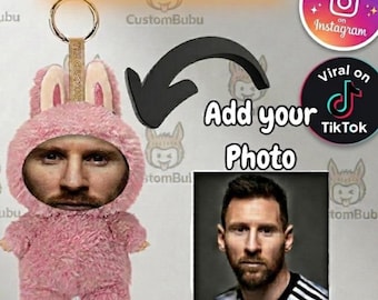 Peluche personalizado estilo Labubu con tu cara / Regalo divertido / Figura de peluche personalizada / Regalo de cumpleaños único