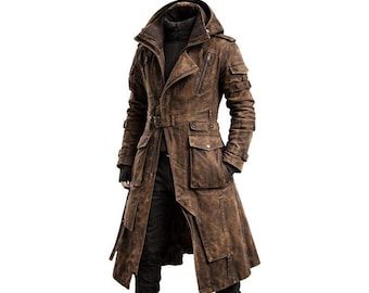 Distressed Canvas Tactical Trench Coat