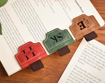 Personalized Leather Bookmark with Pen Holder, Engraved Magnetic Closure
