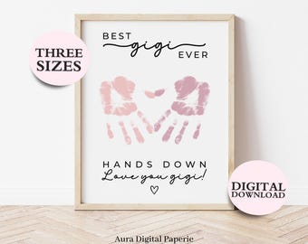Lámina imprimible con la huella de la mano de Gigi, Regalo con la huella de la mano de Gigi, Regalos de los nietos de Gigi, La mejor Gigi sin duda, Cumpleaños de Gigi, Día de la Madre de Gigi, Navidad de Gigi