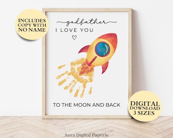 Godfather Handprint Art Printable, Godfather Handprint Gifts from Godchild, Godfather Printable, Godfather Birthday Gift Godfather Christmas