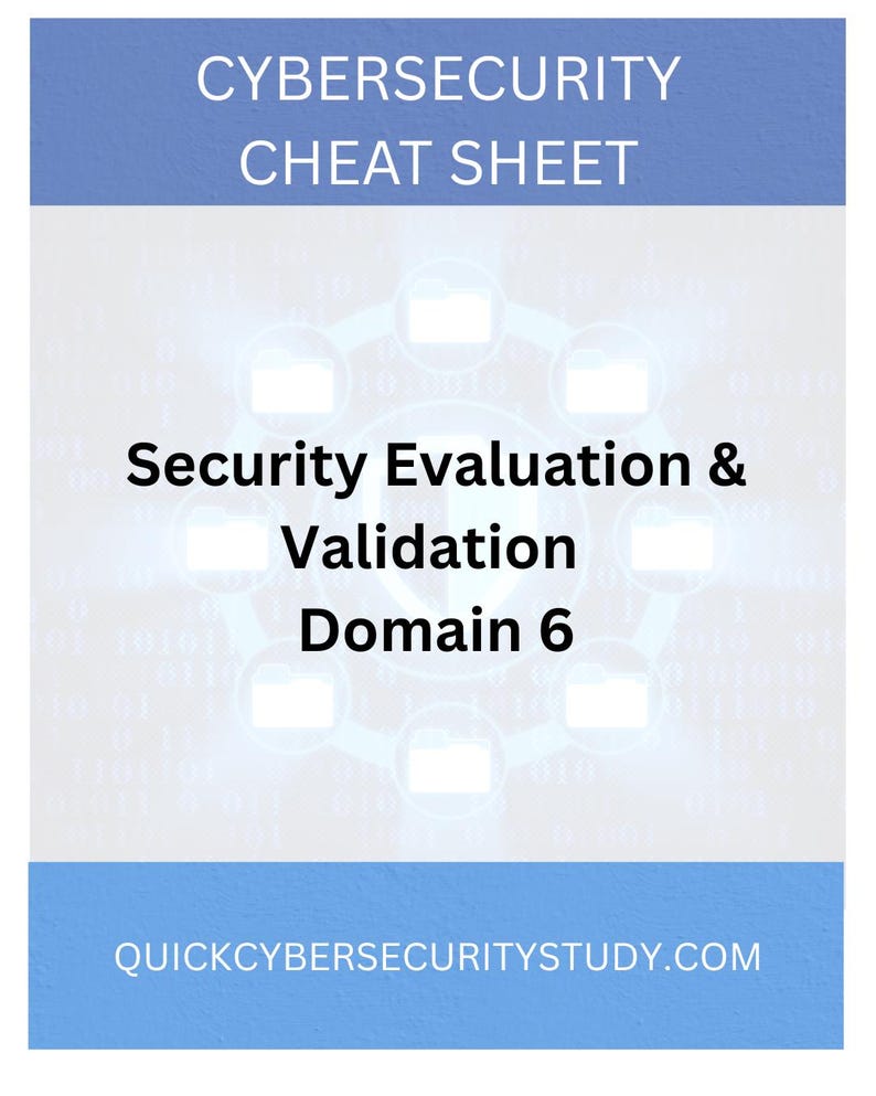 Cheat Sheet Risk Validations Cybersecurity Domain 6 Guide: Evaluation _ Validation Definitions ...