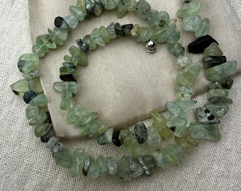 Prehnite chip necklace with 925 sterling silver – natural gemstone necklace
