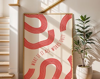 Impresión "¿Y si todo sale bien?" / Impresión de texto retro / Arte mural con tipografía moderna / Estética de apartamento moderno / Decoración de dormitorio universitario