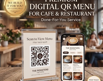 Individuelle QR-Code-Speisekarte für Restaurants | Digitales Café-Speisekartendesign | Fertige Website | Kontaktlose Speisekartenvorlage | Branding für Cafés