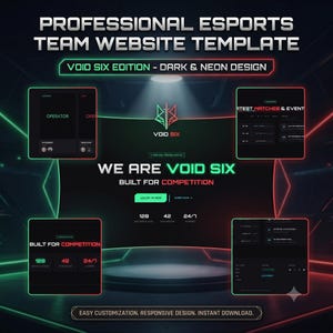 Esports Gaming Website Template | Clan and Community Server Portfolio | HTML CSS Web Design | Streamer Dark Mode Site | Digital Download