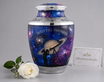 Galaxy Memorial Cremation Urn Keepsake, Space Ashes Holder, Celestial Tribute Gift, Infinity Theme