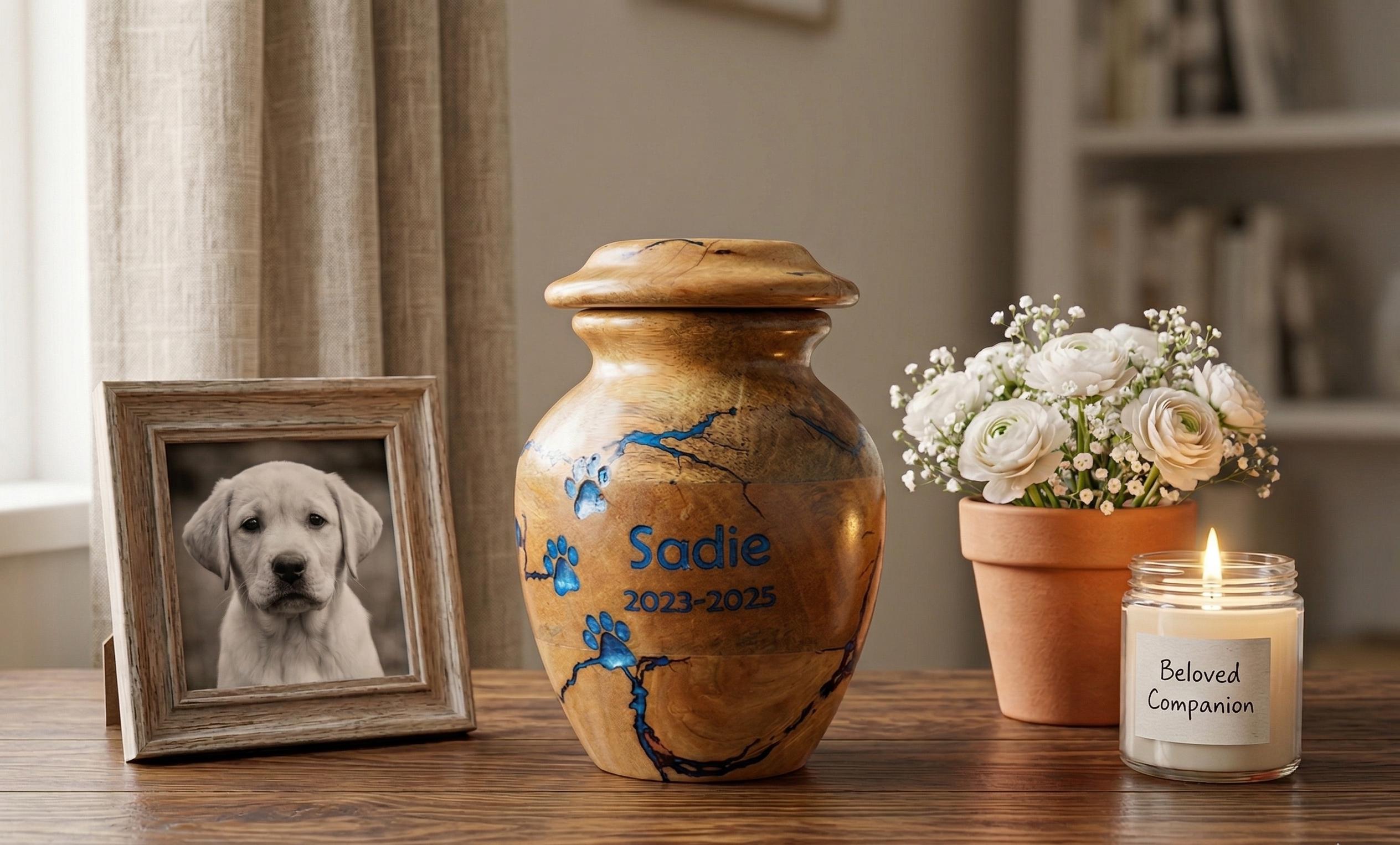Urna commemorativa per animali domestici / Fiala di vetro per ceneri o capelli / Regalo per la perdita di un animale domestico / Ricordo per cani / Urna per gatti incisa