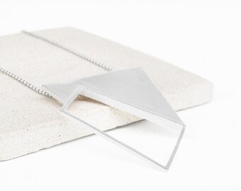 Sterling Silver Pendant,matt Silver PendantIrregular rectangles,Minimalist pendant,Handmade silver Jewelry,Geometric design,Silver Design