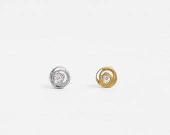 Mini Gold Earrings with genuine diamond, Stud gold Earrings, Diamond Earrings, screw back earrings, earrings for baby, Gold and Diamond