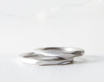 Rhodium Sterling Silver Facet Ring,Wedding silver band,Bridal Matt Ring,Ring for wedding,Boho chic Rings,Couple Ring,handmade jewelry,design