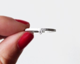 Rhodium sterling silver and diamond ring, rings for wedding, boho chic ring, Minimalist ring, engagement silver ring, handmade diamond ring
