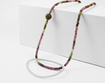 Silver and tourmaline Iria necklace, Neclace, Pendant woman stones, Necklace with natural stones, Silver necklace and stones