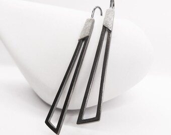 Sterling silver New York earrings, Silver earrings, Long earrings, Big earrings, Modern silver earrings, Handmade earrings