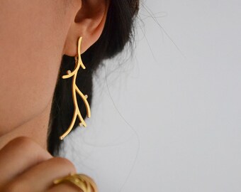 Gold plated silver medium earrings ANNABEL LEE, Medium earrings, Large earrings, Silver and gold earrings, Gold plated silver, Silver jewel