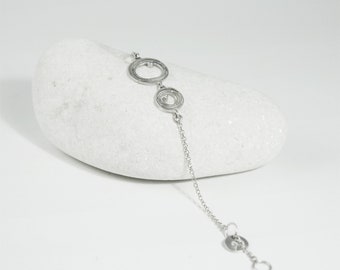 Silver and natural diamond bracelet, Silver bracelet, Diamond bracelet, Women's bracelet in silver and diamonds, Original silver bracelet