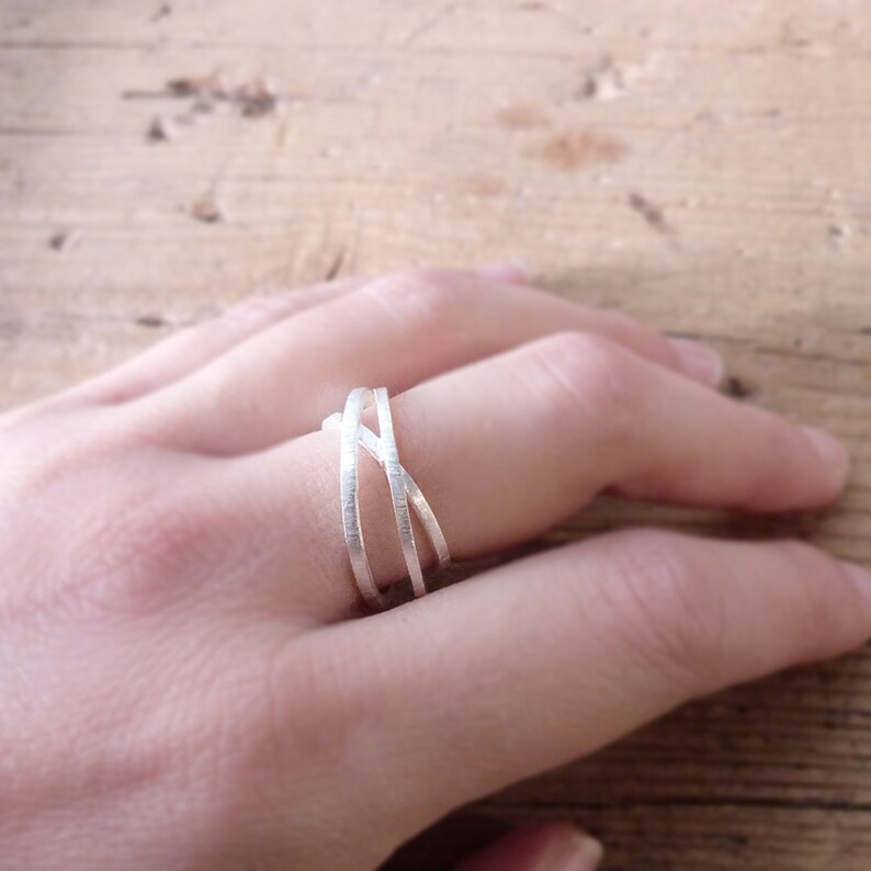Sterling Silver Ring,3 Intertwined fixed rings,matt silver ring,Wide design ring,Handmade Jewelry,Trendy,wedding ring,engagement ring,boho