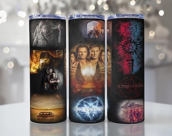 Supernatural Skinny Tumbler Wrap | Winchester Brothers, Castiel  Symbols Design | 20oz & 30oz Sublimation PNG Download