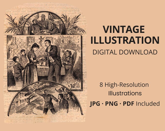 Featured listing image: 19th Century Religious Engravings – Vintage Christian Illustration Set – 8 High Resolution JPG PNG PDF – Digital Download