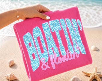 Boatin Floatin T-Shirt, Leopard Varsity Lake Life Tee, Summer Beach Vacation,  Summer Vacation Shirt, Summer Gift, Beach Vacation Gift