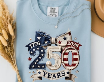 Comfort Colors USA 250th Birthday Shirt, Patriotic Coquette Bow Tee, American Heritage Celebration, 1776 To 2026 Anniversary Shirt