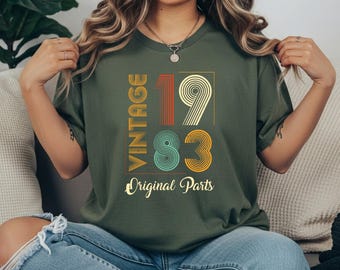Comfort Color Vintage 1983 Original Parts Shirt, 1983 Birthday T shirt, 42 nd Bday Gift, Born in 1983, Classic 80s Birthday Tee, Unisex Tee