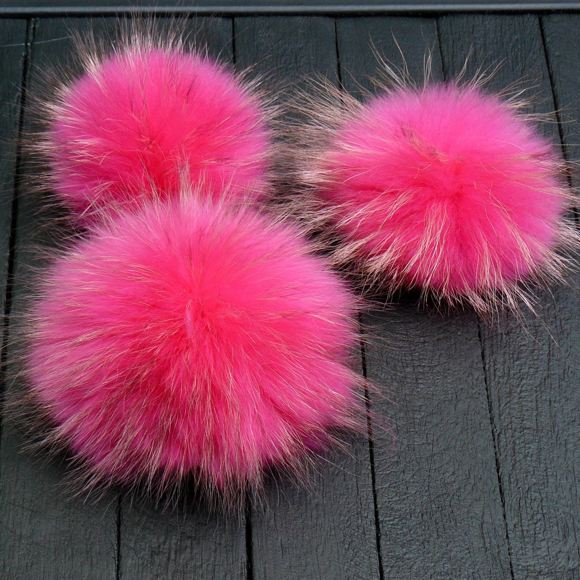 Pink Cashmere Blended French Beret with Raccoon Fur Pom Hat Pink and Raccoon Fur Hat - Etsy main image 4
