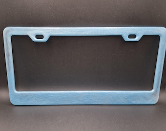 Cornice per targa in resina blu fatta a mano – Accessorio per auto satinato e brillante