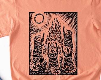 Maglietta Raccoon Bonfire Comfort Colors®, Maglietta Raccoon Dumpster Fire, Maglietta mistica Raccoon Shirt, Maglietta divertente Raccoon Fire