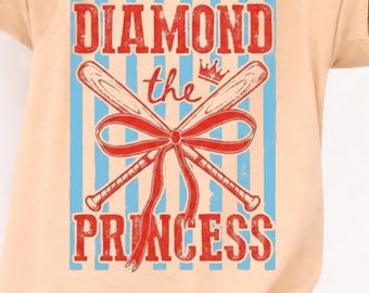 Comfort Colors Diamond Princes Shirt, Basseball Women Trendy Shirt, Summer Game Day Basseball Tee, Women Bassebal Handmade Tshirt