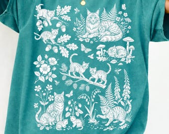 Comfort Colors Cute Cats Shirt, Unique Forest Kitty Shirt, Trendy Cat Vacation Shirt, Funny Cats Shirt