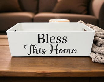 Caja de madera Bless This Home: Organizador rústico para la entrada de la casa de campo