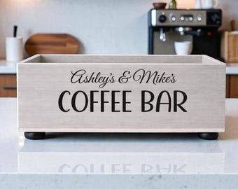 Caja de café personalizada / Organizador de madera a medida para estación de café / Regalo para amantes del café