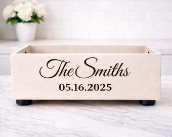 Caja para tarjetas de boda: elegante caja de madera personalizada para recuerdos de boda.