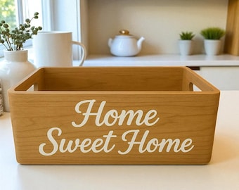 Caja de madera "Hogar, dulce hogar": decoración rústica de granja, organizador para la entrada y almacenamiento decorativo