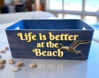 Caja de recuerdos costera: decoración náutica para casa de playa, caja de recuerdos de playa personalizada