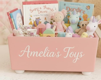 Mini caja de juguetes para niños: contenedor de madera personalizado con el nombre del niño