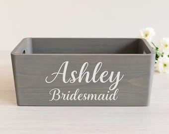Caja de regalo para dama de honor / Caja de madera personalizada con nombre / Regalo de propuesta de matrimonio o agradecimiento / Caja de recuerdo para dama de honor