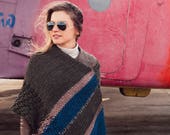 ON SALE 30 , Hand Knitted Olive Green Poncho, Women 39 s Ponchos, Cable Poncho, Boho Poncho,Chunky Poncho, Cozy Accessory To Your Outfit