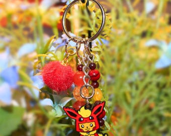 Flare Fire Type Poncho Pika Beaded Keychain