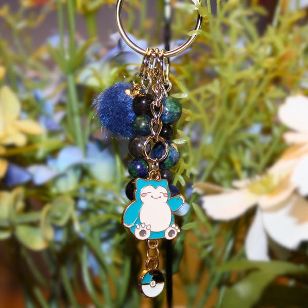 Snoring Friend Moon Ball Beaded Keychain