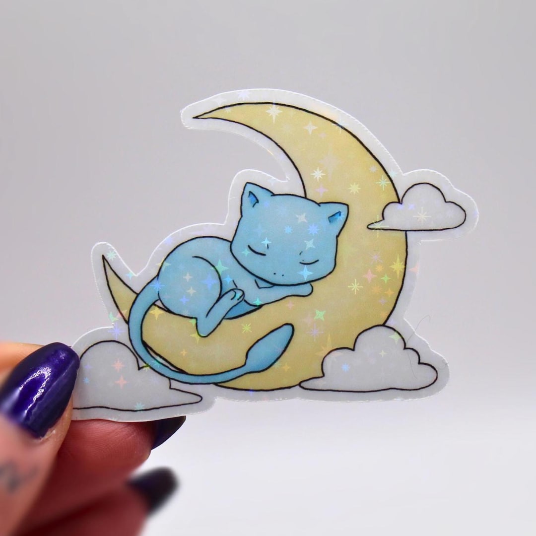 Sleepy Shiny Psychic Mythical Moon Vinyl Sticker - Etsy