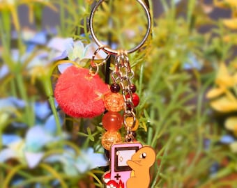 Fire Type Gen 1 Starter Game Beaded Keychain