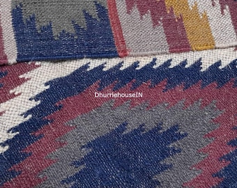 Handwoven Wool Jute Kilim Rug – Traditional Indian Design