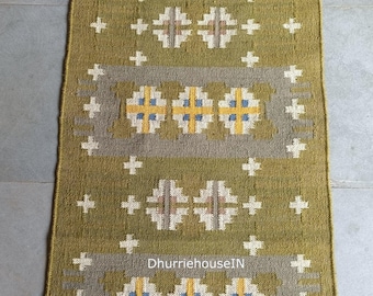 Vintage Kilim Runner; Handmade Moroccan Aztec Hallway Rug, Stair Runner